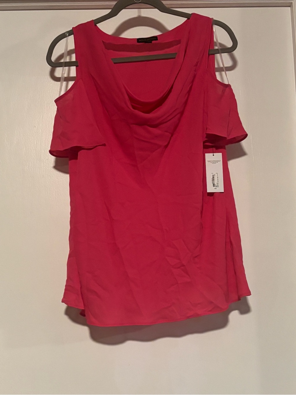 BOLD elements Hot Pink Cold-Shoulder Cowl Neck Blouse